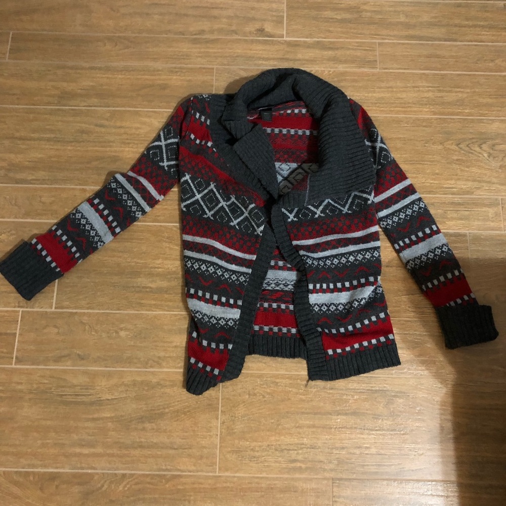 Red cardigan